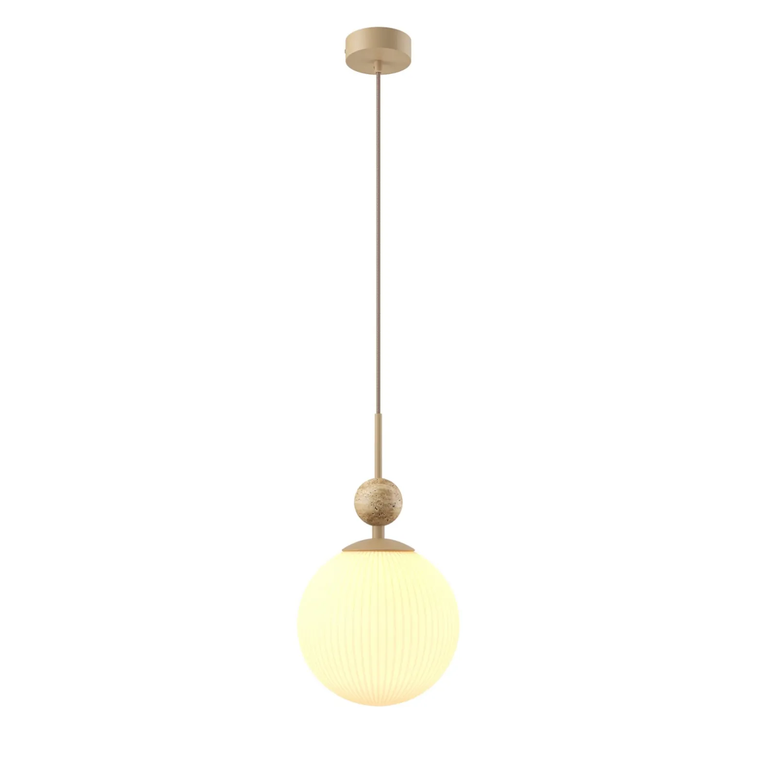 Maytoni Hängeleuchte Tavo, beige, Travertin/Glas, Ø 20 cm