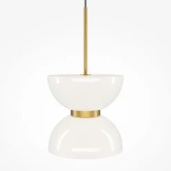 Maytoni LED-Hängeleuchte Kyoto, gold/weiß, Ø 22 cm, Glas