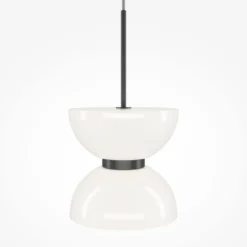 Maytoni LED-Hängeleuchte Kyoto, schwarz/weiß, Ø 22 cm, Glas