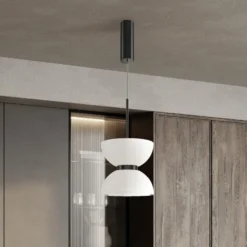Maytoni LED-Hängeleuchte Kyoto, schwarz/weiß, Ø 22 cm, Glas