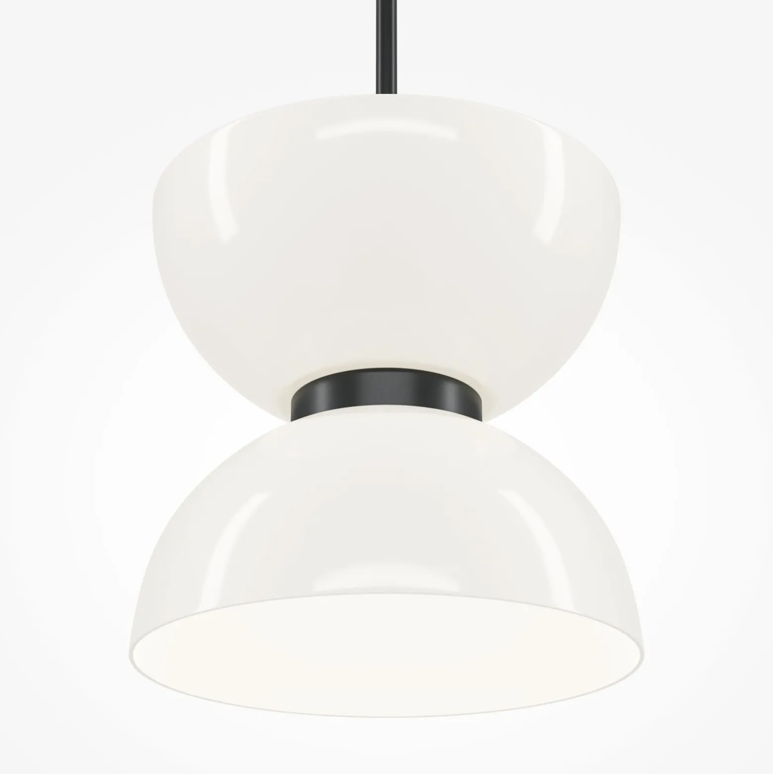 Maytoni LED-Hängeleuchte Kyoto, schwarz/weiß, Ø 22 cm, Glas