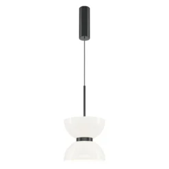 Maytoni LED-Hängeleuchte Kyoto, schwarz/weiß, Ø 22 cm, Glas