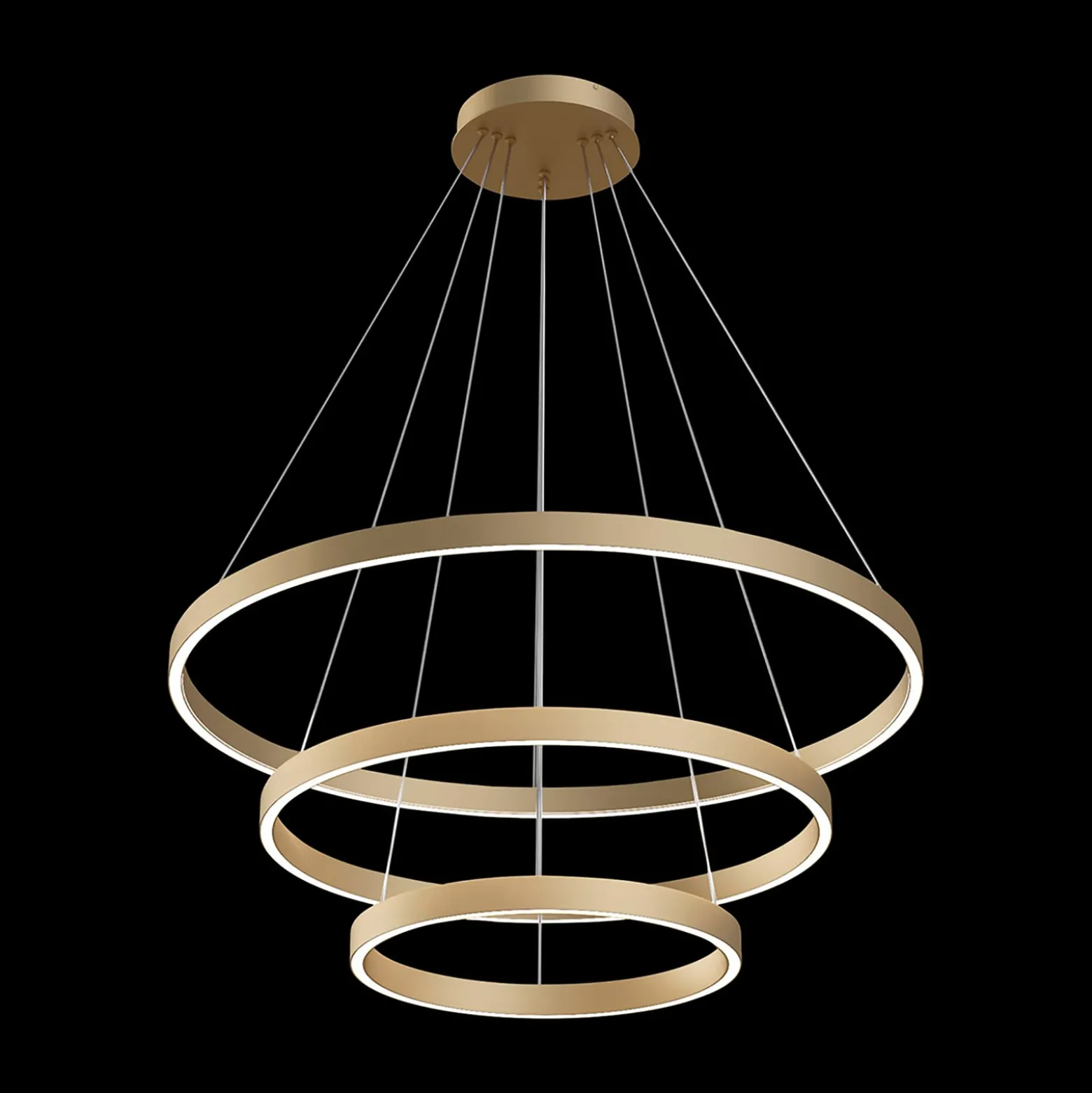 Maytoni Rim LED-Hängelampe, 840, 3 Ringe, messing