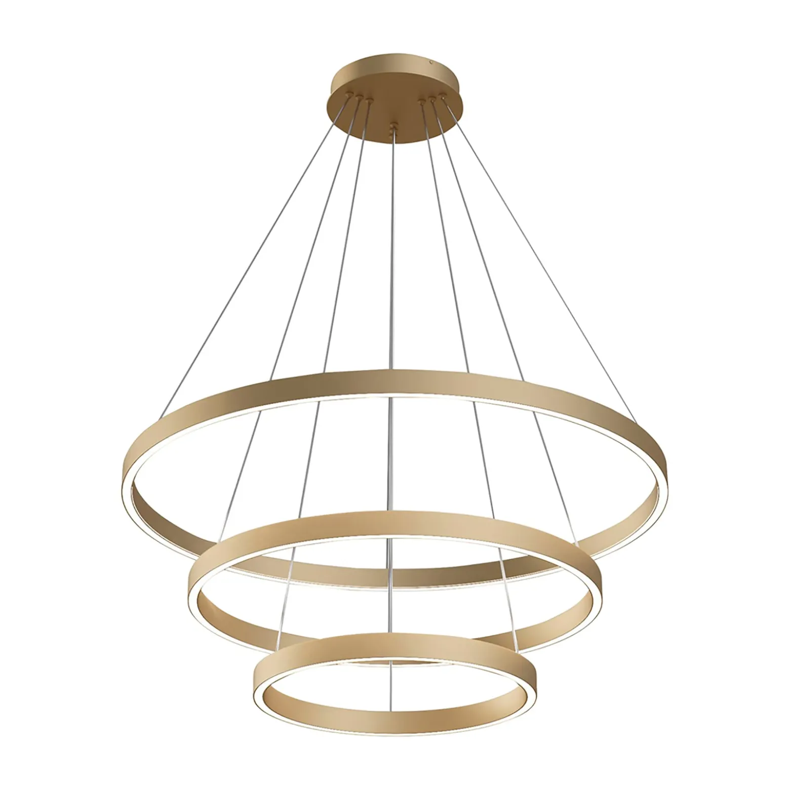 Maytoni Rim LED-Hängelampe, 840, 3 Ringe, messing