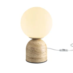 Maytoni Tischleuchte Tavo, beige, Stein/Glas, Höhe 25 cm