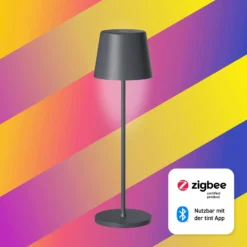 Müller Licht tint LED-Akku-Tischleuchte Dalia, Alu anthrazit