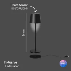 Müller Licht tint LED-Akku-Tischleuchte Dalia, Alu, schwarz