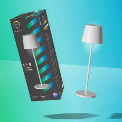 Müller Licht tint LED-Akku-Tischleuchte Dalia, Alu, weiß