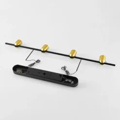 Molto Luce Hängelampe Nuun PD, schwarz/gold, Alu, 4-flg.