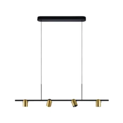 Molto Luce Hängelampe Nuun PD, schwarz/gold, Alu, 4-flg.