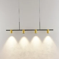 Molto Luce Hängelampe Nuun PD, schwarz/gold, Alu, 4-flg.