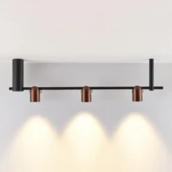 Molto Luce Hängelampe Nuun SD, schwarz/kaffeebraun, 3-flg.