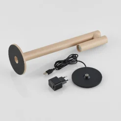 Molto Luce LED-Akku-Tischlampe Mimo T, sandfarben, Aluminium