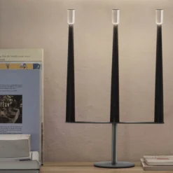 Nemo LED-Akku-Tischleuchte Sorrento, schwarz, 3-flammig, USB