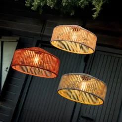 Newgarden Pendellampe Calabardina, braun, Seil, Ø30cm, IP44