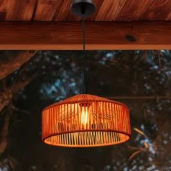 Newgarden Pendellampe Calabardina, braun, Seil, Ø30cm, IP44