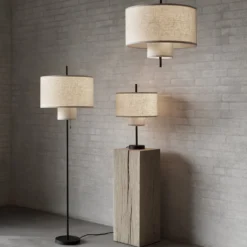New Works Tischlampe Margin, beige, Textil, Ø 36 cm, E27