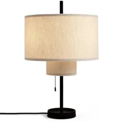 New Works Tischlampe Margin, beige, Textil, Ø 36 cm, E27