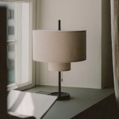 New Works Tischlampe Margin, beige, Textil, Ø 36 cm, E27