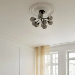 Nuura Deckenleuchte Apiales 9, Ø 60 cm, schwarz/rauchgrau