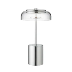 Nuura LED-Akku-Tischlampe Blossi, Höhe 26 cm, chrom/klar