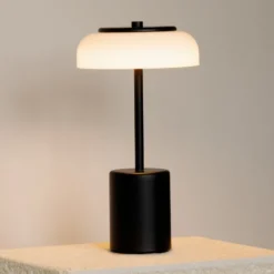 Nuura LED-Akku-Tischlampe Blossi, Höhe 26 cm, schwarz/opal