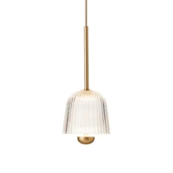 Nuura LED-Hängelampe Asteea 1, Ø 12 cm, messingfarben/klar
