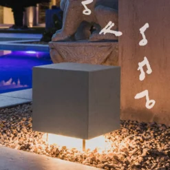 OLEV Cemento LED-Sockelleuchte mit Lautsprecher