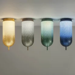 OLEV LED-Deckenlampe Curuba, blau, Glas, Höhe 40 cm, 2.700 K