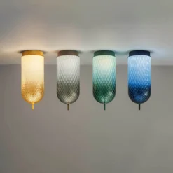 OLEV LED-Deckenlampe Curuba, braun, Glas, Höhe 40 cm 2.700 K