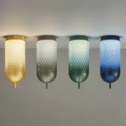 OLEV LED-Deckenlampe Curuba, grau, Glas, Höhe 40 cm, 2.700 K