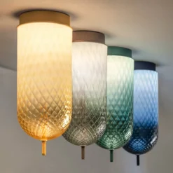 OLEV LED-Deckenlampe Curuba, grau, Glas, Höhe 40 cm, 2.700 K