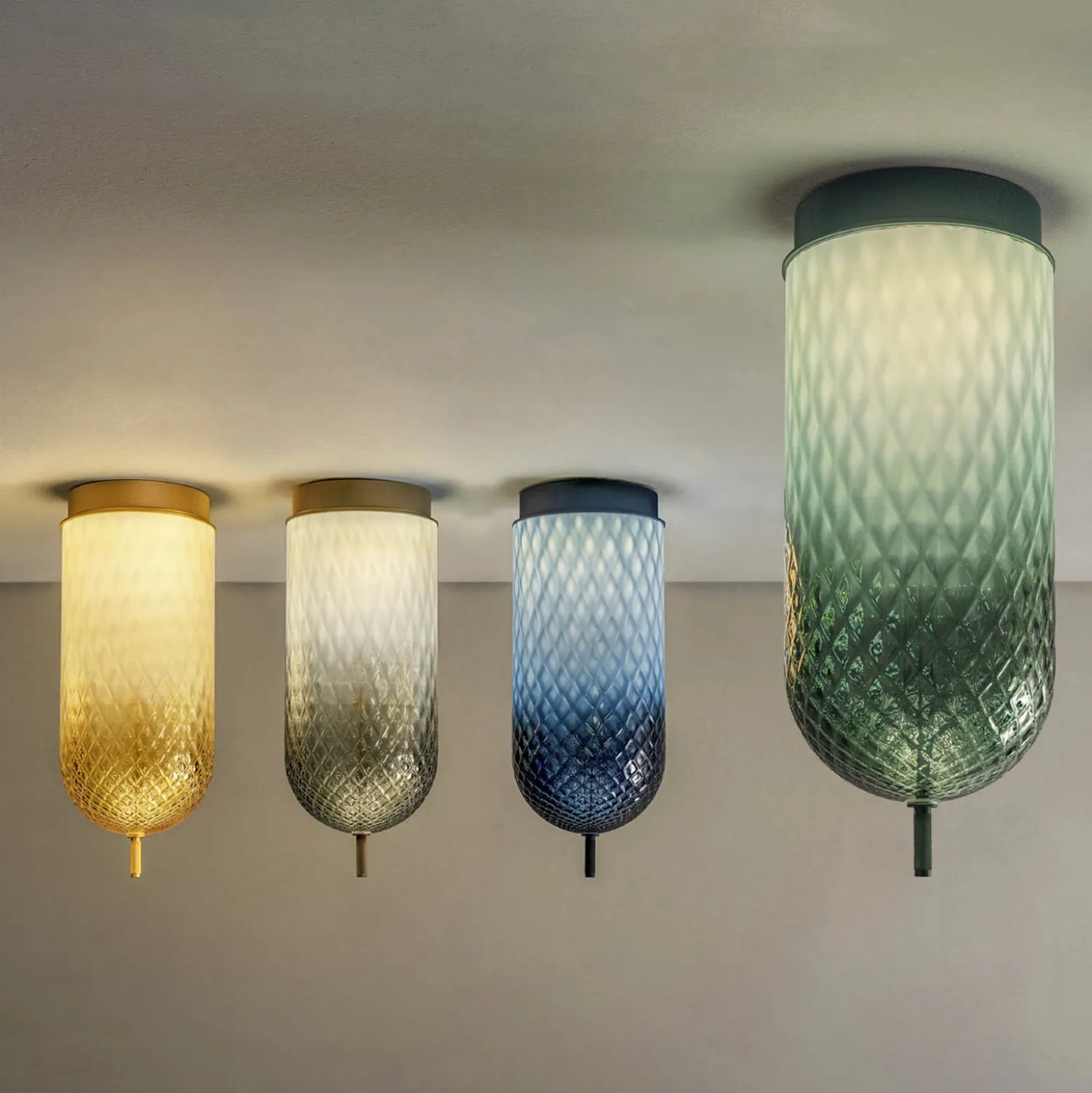 OLEV LED-Deckenlampe Curuba, grau, Glas, Höhe 40 cm, 2.700 K