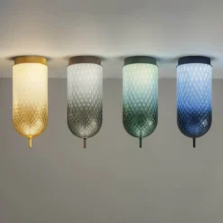 OLEV LED-Deckenlampe Curuba, grün, Glas, Höhe 40 cm, 2.700 K