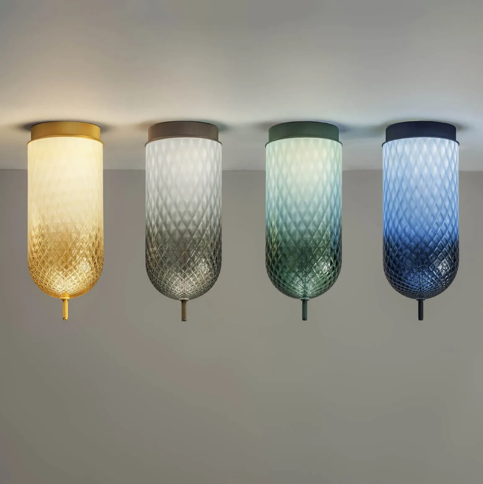 OLEV LED-Deckenlampe Curuba, grün, Glas, Höhe 40 cm, 2.700 K
