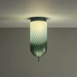 OLEV LED-Deckenlampe Curuba, grün, Glas, Höhe 40 cm, 2.700 K