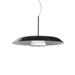Oluce LED-Hängelampe Iride, Ø 55 cm, schwarz, Metall, Glas