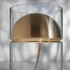 Oluce LED-Tischleuchte Medusa, goldfarben, Glas, Höhe 30 cm