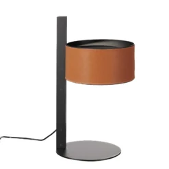 Oluce Parallel 296 Tischleuchte, Leder braun
