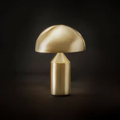 Oluce Tischleuchte Atollo, goldfarben, Alu, Ø 25 cm