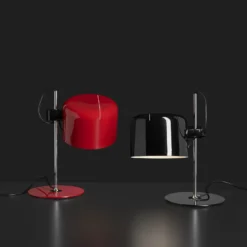 Oluce Tischleuchte Coupé, rot/chom, Metall, Höhe 45 cm, E27