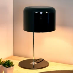 Oluce Tischleuchte Coupé, schwarz/chrom, Metall, Höhe 45 cm