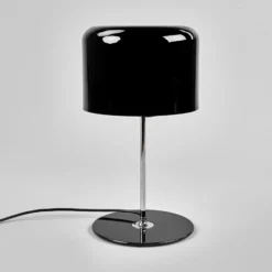 Oluce Tischleuchte Coupé, schwarz/chrom, Metall, Höhe 45 cm
