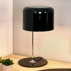 Oluce Tischleuchte Coupé, schwarz/chrom, Metall, Höhe 45 cm