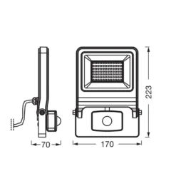 OSRAM Außenstrahler ENDURA FLOOD, grau, Sensor 50 W 840 IP44