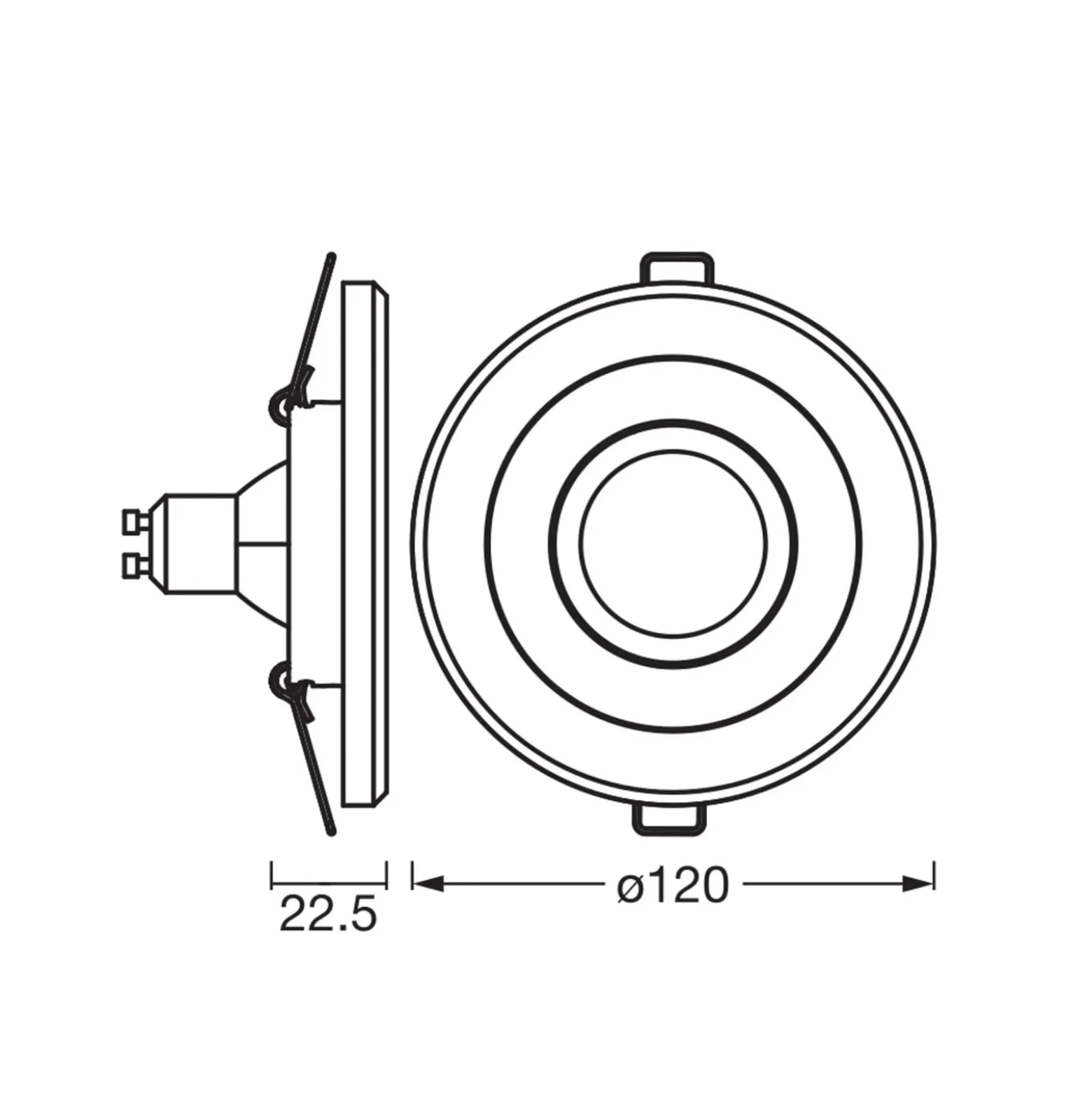 OSRAM Einbauspot, beton dunkel/nickel, Ø 12 cm, GU10-LED