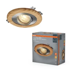 OSRAM Einbauspot, holz hell/nickel, Ø 12 cm, GU10-LED
