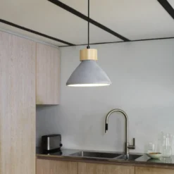 OSRAM Hängelampe CONCRETE WOOD, grau, Ø 22 cm, Beton, E27