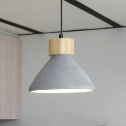 OSRAM Hängelampe CONCRETE WOOD, grau, Ø 22 cm, Beton, E27