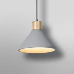 OSRAM Hängelampe CONCRETE WOOD, grau, Ø 22 cm, Beton, E27